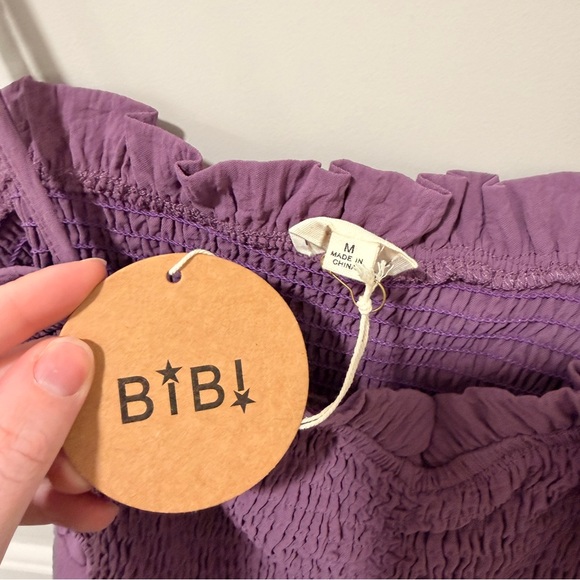 BiBi Purple Smocked Ruffle Tank Top - Picture 3 of 5